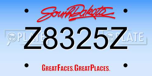 Z8325Z South Dakota License Plate