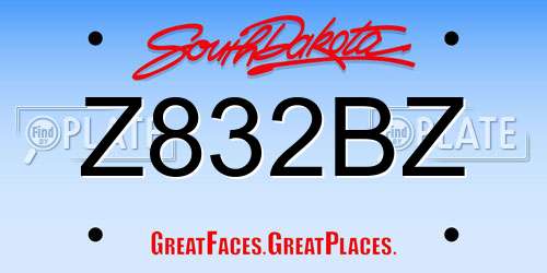 Z832BZ South Dakota License Plate