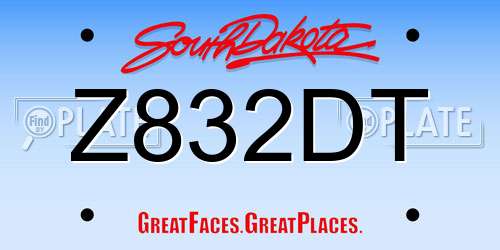 Z832DT South Dakota License Plate