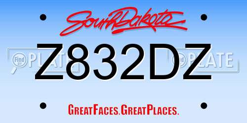 Z832DZ South Dakota License Plate