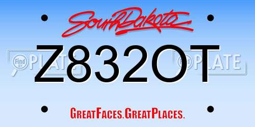 Z832OT South Dakota License Plate
