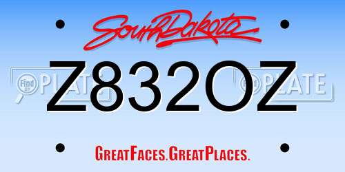 Z832OZ South Dakota License Plate