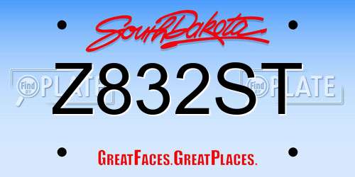 Z832ST South Dakota License Plate