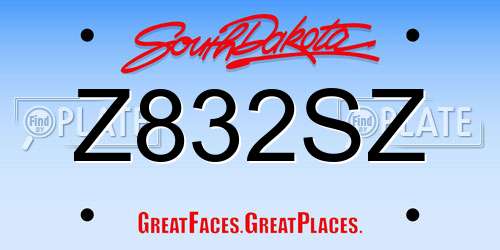 Z832SZ South Dakota License Plate