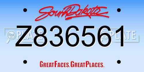 Z836561 South Dakota License Plate