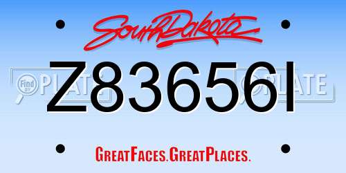 Z83656I South Dakota License Plate