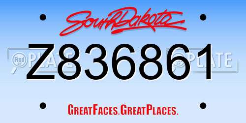 Z836861 South Dakota License Plate