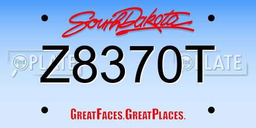 Z8370T South Dakota License Plate