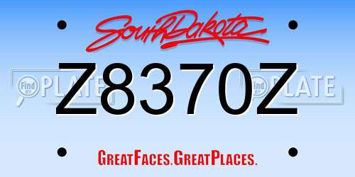 Z8370Z South Dakota License Plate