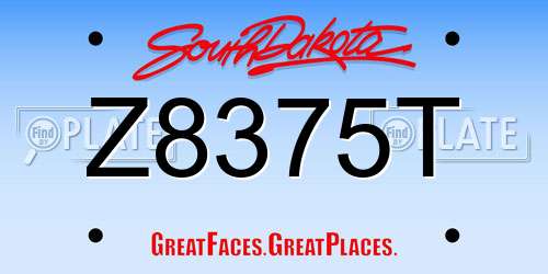 Z8375T South Dakota License Plate