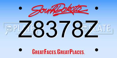 Z8378Z South Dakota License Plate