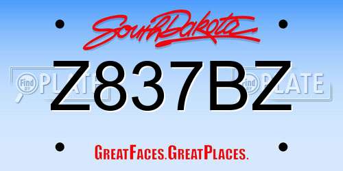 Z837BZ South Dakota License Plate