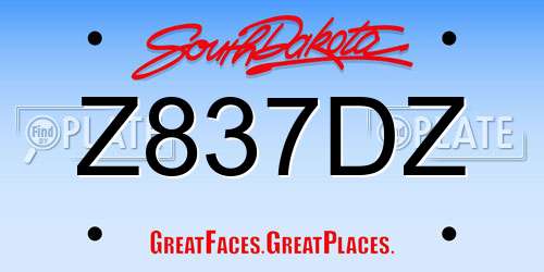 Z837DZ South Dakota License Plate