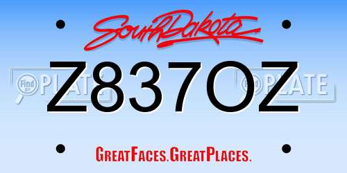 Z837OZ South Dakota License Plate