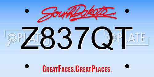 Z837QT South Dakota License Plate