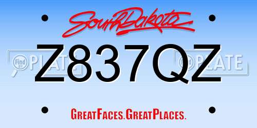Z837QZ South Dakota License Plate