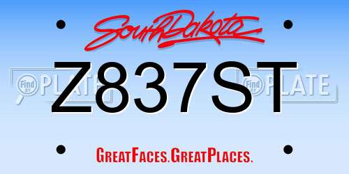 Z837ST South Dakota License Plate
