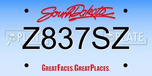 Z837SZ South Dakota License Plate