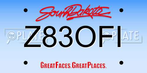 Z83OFI South Dakota License Plate