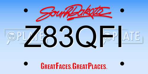 Z83QFI South Dakota License Plate