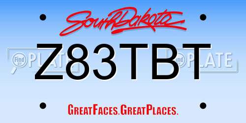 Z83TBT South Dakota License Plate