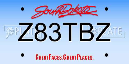 Z83TBZ South Dakota License Plate