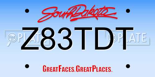 Z83TDT South Dakota License Plate