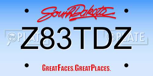 Z83TDZ South Dakota License Plate