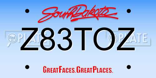 Z83TOZ South Dakota License Plate