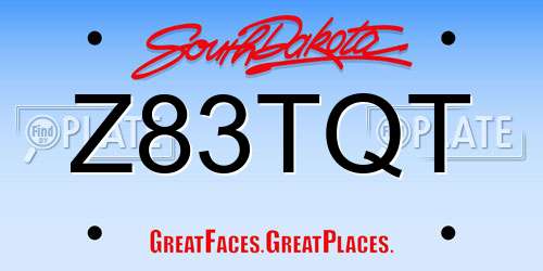 Z83TQT South Dakota License Plate
