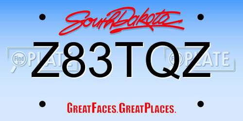 Z83TQZ South Dakota License Plate
