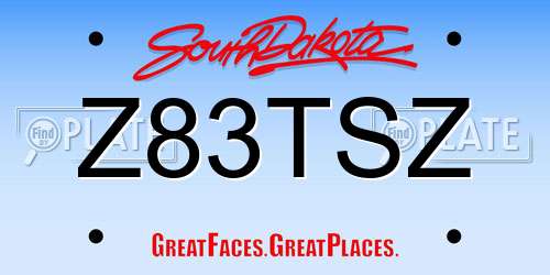 Z83TSZ South Dakota License Plate