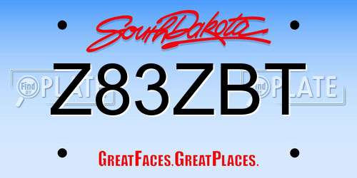 Z83ZBT South Dakota License Plate