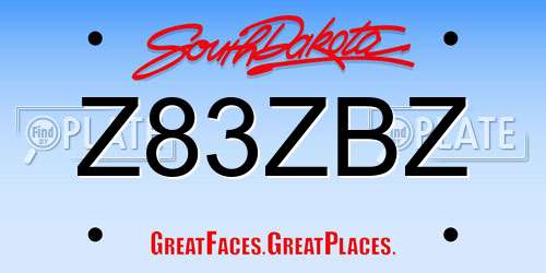 Z83ZBZ South Dakota License Plate