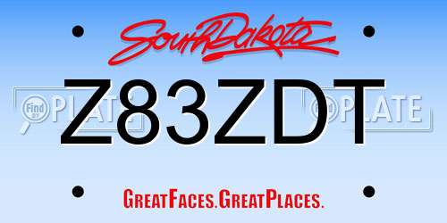Z83ZDT South Dakota License Plate
