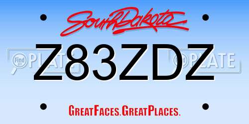 Z83ZDZ South Dakota License Plate