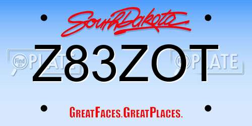 Z83ZOT South Dakota License Plate