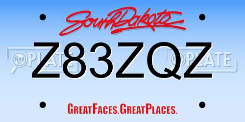 Z83ZQZ South Dakota License Plate