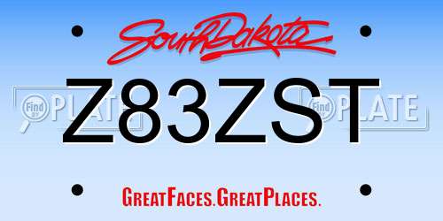 Z83ZST South Dakota License Plate