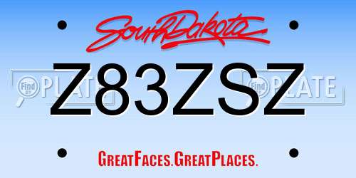 Z83ZSZ South Dakota License Plate