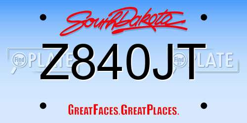 Z840JT South Dakota License Plate