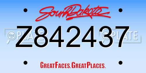Z842437 South Dakota License Plate