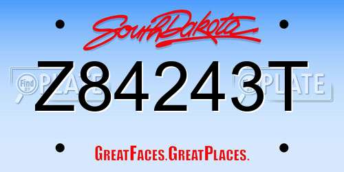 Z84243T South Dakota License Plate