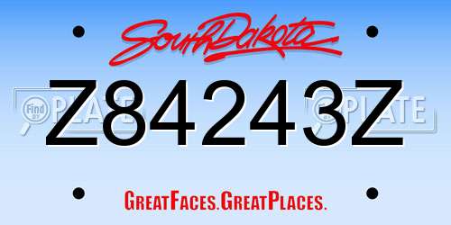 Z84243Z South Dakota License Plate
