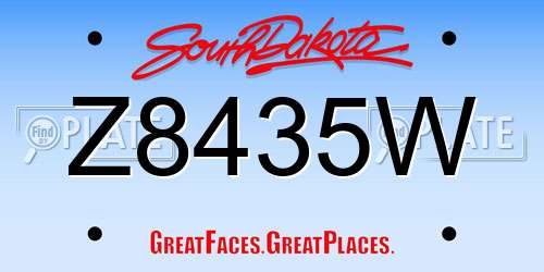 Z8435W South Dakota License Plate