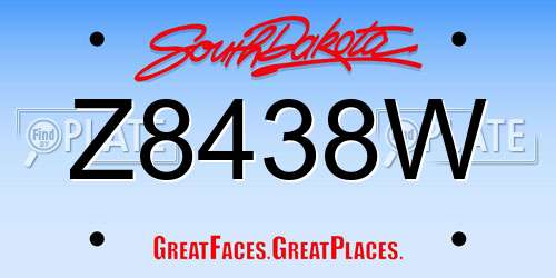 Z8438W South Dakota License Plate