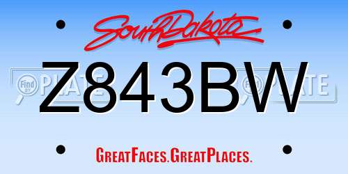 Z843BW South Dakota License Plate