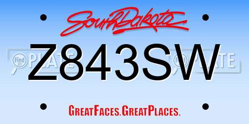 Z843SW South Dakota License Plate