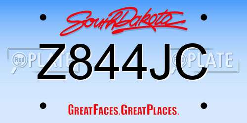 Z844JC South Dakota License Plate