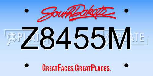 Z8455M South Dakota License Plate
